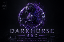 Darkhorse360 — black horse with purple neon flame