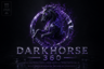 Darkhorse360 logo — black horse with purple neon flame